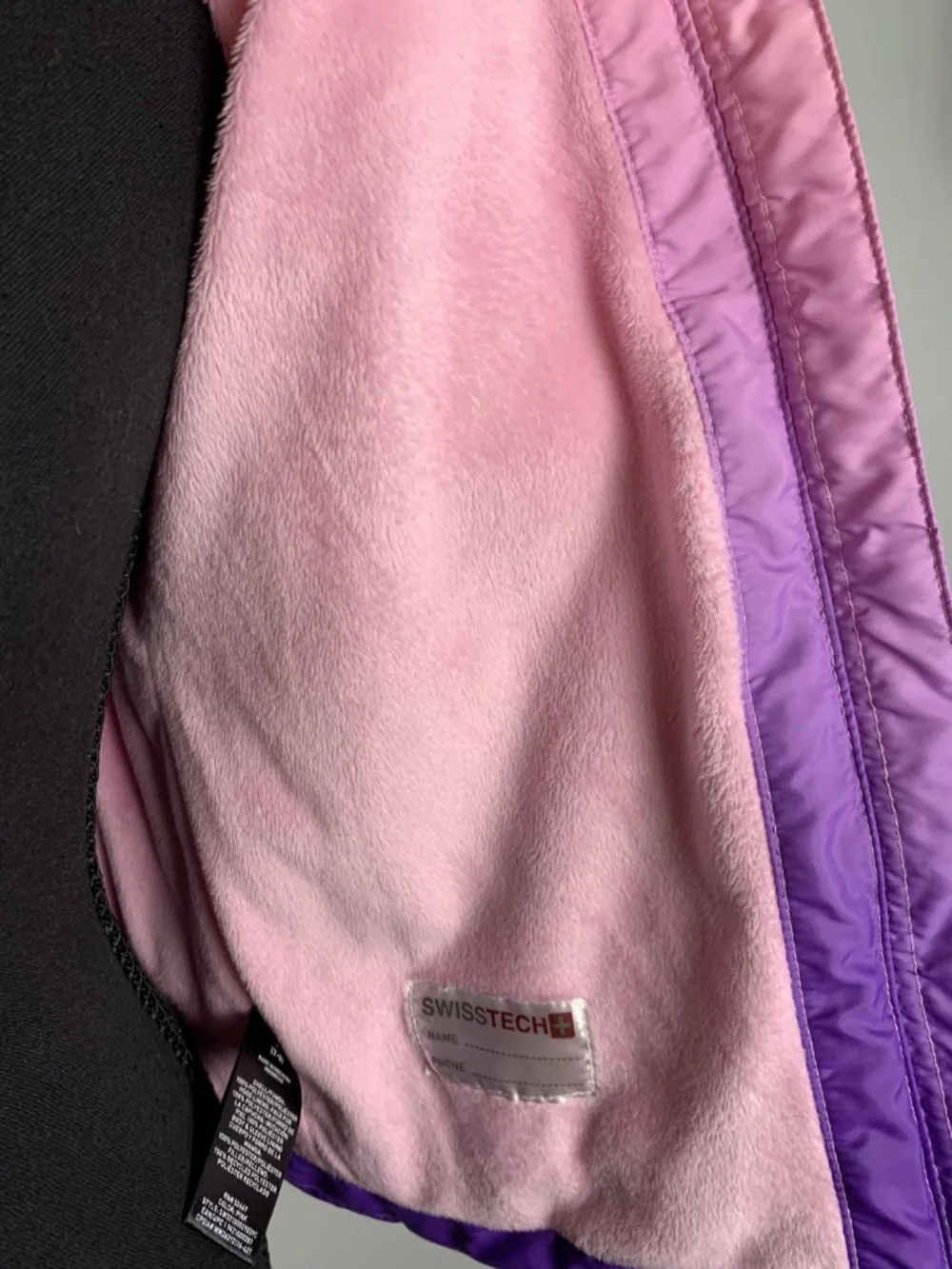 Swiss Tech Pink-to-Purple Ombre Hooded Puffer Jacket Girl's M Fall Winter